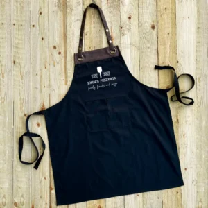 Personalised Pizza Apron in Black and Brown