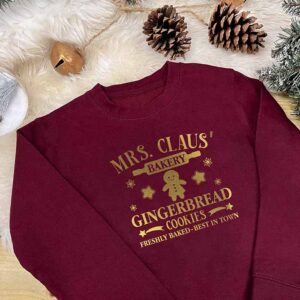 Mrs Claus Christmas Jumper - Kids Set in Burgundy