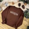 Adults Christmas Jumpers - Meet Me Under The Mistletoe in Chocolate