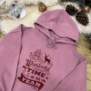 Christmas Hoodie - Most Wonderful Time Of The Year in Dusty Purple
