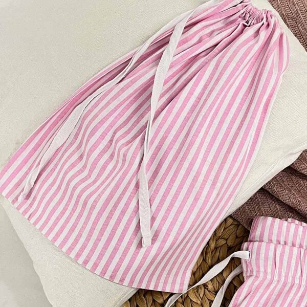 Personalised Bride Pyjamas Gift Bag - Pink Stripes
