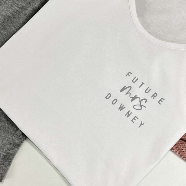 Personalised Bride Pyjamas - Future Mrs Vest T-Shirt Close Up