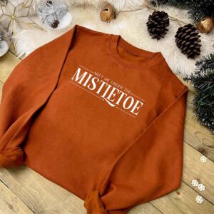 Adults Christmas Jumpers - Meet Me Under The Mistletoe in Ginger Biscuit