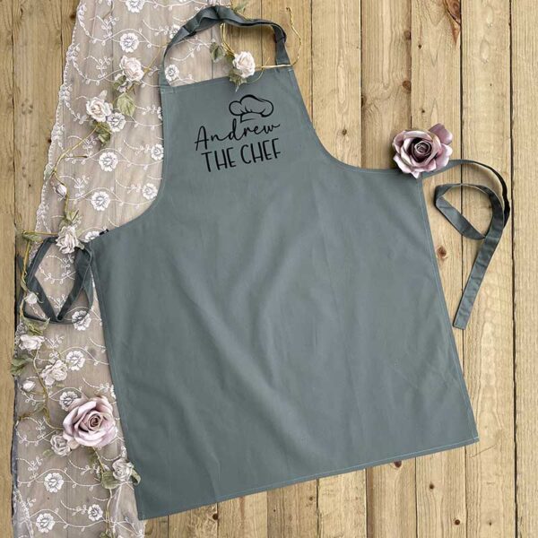 Personalised Chefs Apron with Name and Title in Green and Black
