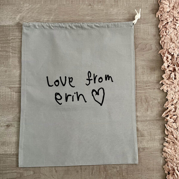 Personalised Drawstring Bag with Handwritten Message
