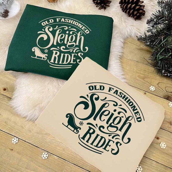 Winter Sleigh Rides Jumper - Adult Set in Green and Vanilla