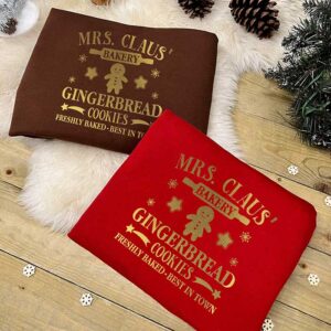 Mrs Claus Christmas Jumper - Adult Set in Red and Brown