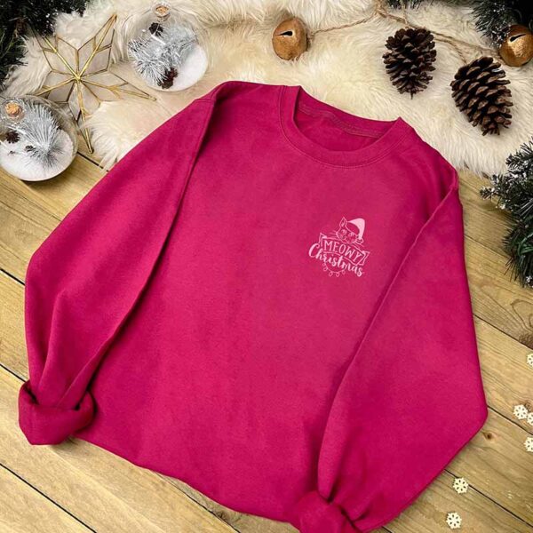 Meowy Christmas Jumper - Pocket Design in Hot Pink