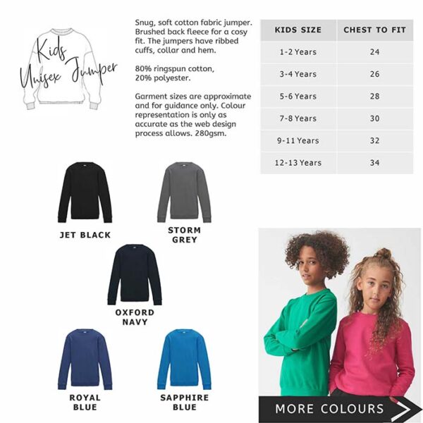 Kids Unisex Jumper Colours and Sizes - 1