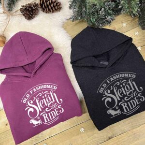 Winter Sleigh Rides Hoodie - Kids Set in Cranberry and Black