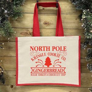 Large Christmas Shopping Bag - Red and Cream