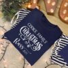 Family Christmas Pyjamas - Navy T-Shirt with Navy Striped Trousers
