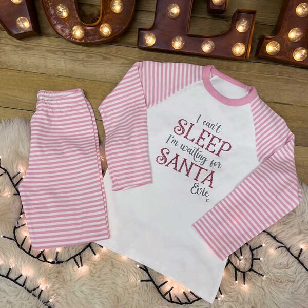 Children's Personalised Christmas Pyjamas - Pink Stripes