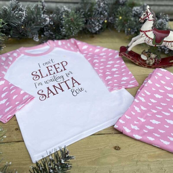 Children's Personalised Christmas Pyjamas - Pink Clouds