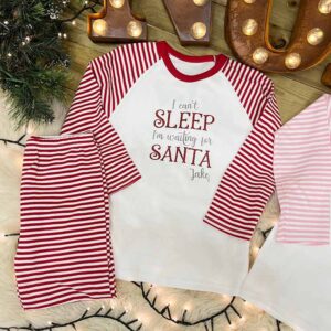 Children's Personalised Christmas Pyjamas - Red Stripes