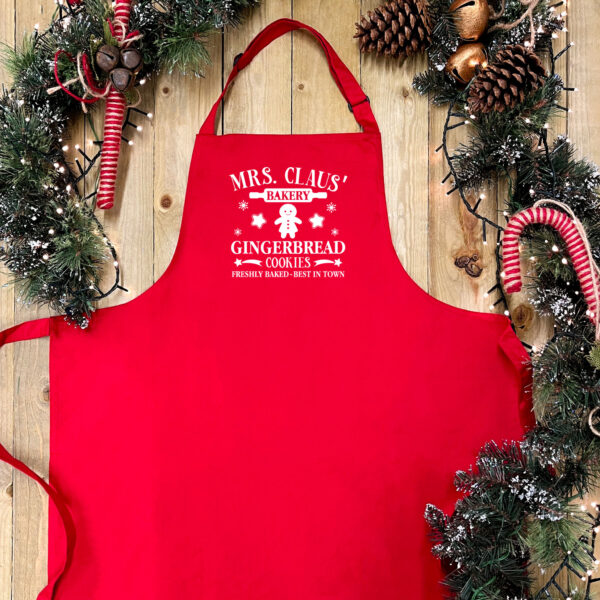 Mrs Claus Bakery Apron - Red and White