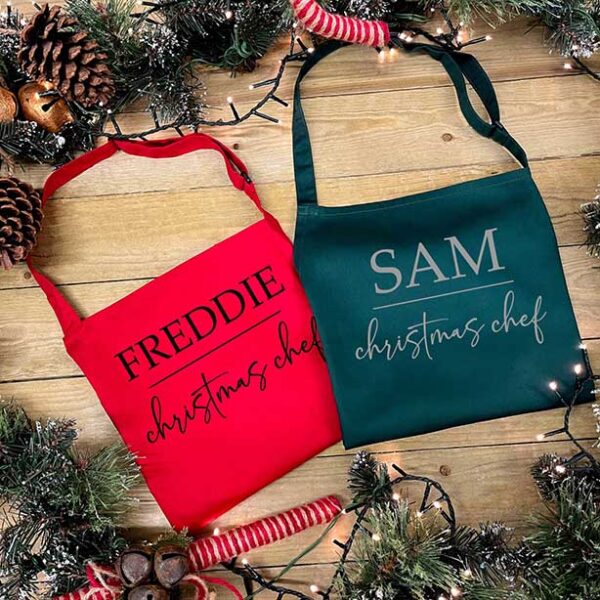 Christmas Chef Apron in Green and Red