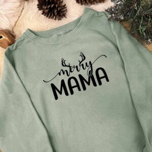 Merry Family Christmas Jumper - Merry Mama in Sage Green
