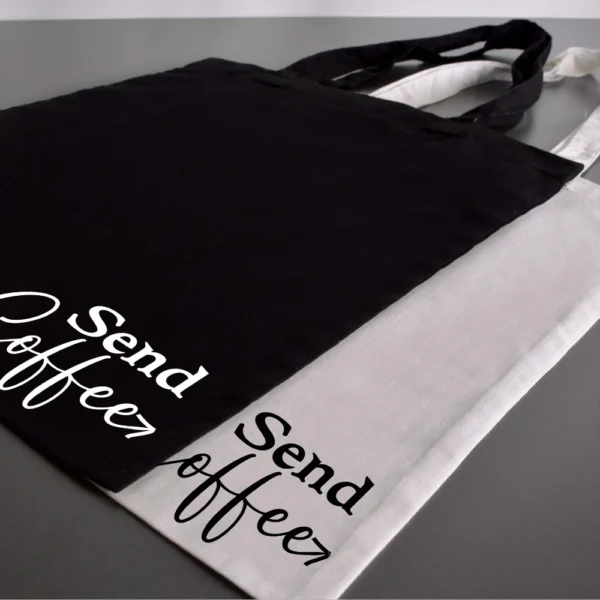 Send Coffee Tote Bag in Black and White