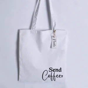 Send Coffee Tote Bag in White with Keyring