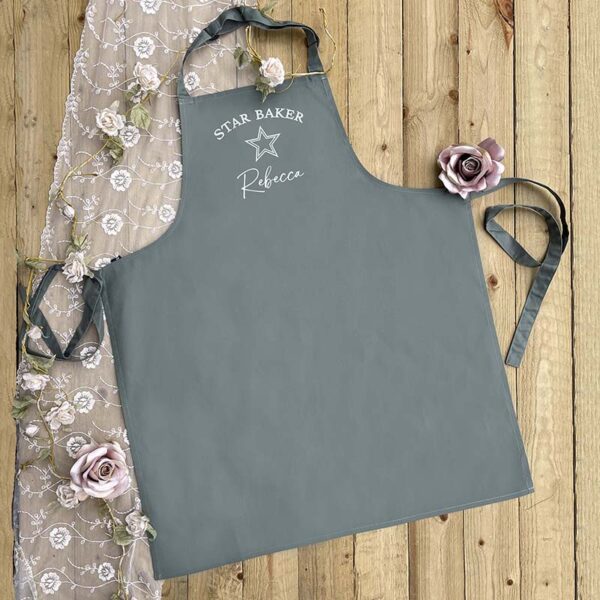 Personalised Star Baker Apron - With Name in Green