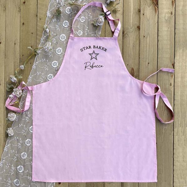 Personalised Star Baker Apron - With Name in Pink