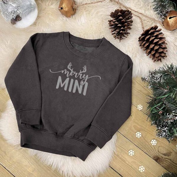 Merry Family Christmas Jumper - Merry Mini in Storm Grey
