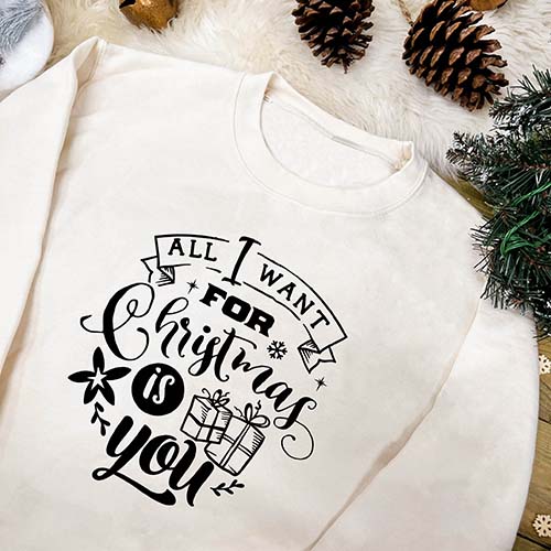Matching Couples Christmas Sweatshirt - All I Want For Christmas in Vanilla Milkshake