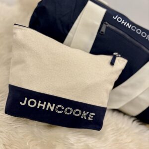 Men's Blue and Cream Toiletry Bag With Name