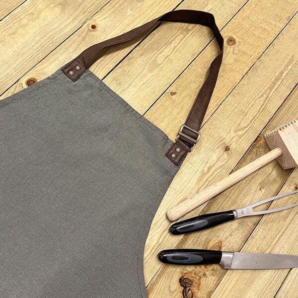 Personalised Faux Leather Apron With Name - Neck Close Up