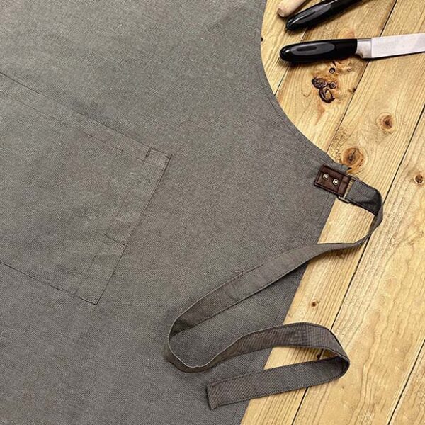 Personalised Faux Leather Apron With Name - Side Close Up