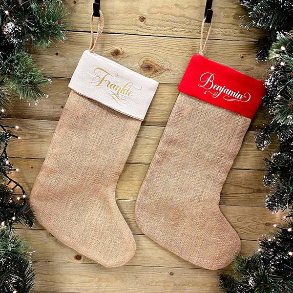 Personalised Christmas Stocking - Gold and Cream