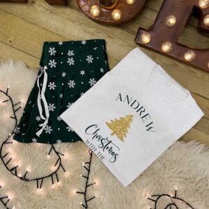 Matching Family Christmas Pyjamas - Green Snowflake Set