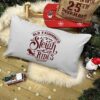 Santa's Sleigh Christmas Cushion - Grey Rectangle With Red Print