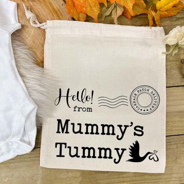 Pregnancy Announcement Babygrow - Hello From Mummy's Tummy Gift Bag