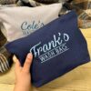 Personalised Men's Wash Bag - Navy Canvas Bag With Light Blue Print