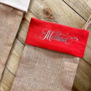 Personalised Christmas Stocking - Red with Silver Print