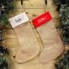 Personalised Christmas Stocking in Red and Cream