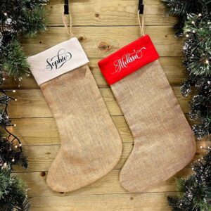 Personalised Christmas Stocking in Red and Cream