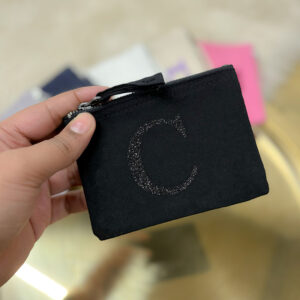 Personalised Coin Purse With Glitter Initial - Black