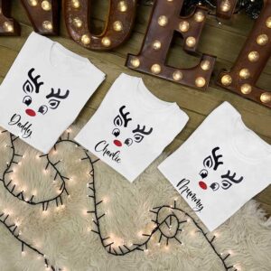 Personalised Rudolph Christmas Family Matching T-Shirts