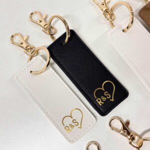 Matching Couples Keyrings Set - Black and White With Gold