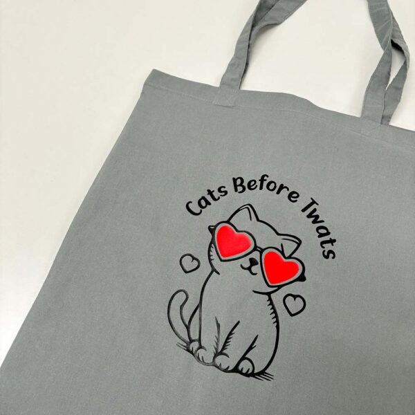 Cat Tote Bag - Cats Before Twats Canvas Tote In Grey