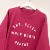 Eat Sleep Walk Repeat Sweatshirt - Custom Jumper With Dogs Name in Cranberry