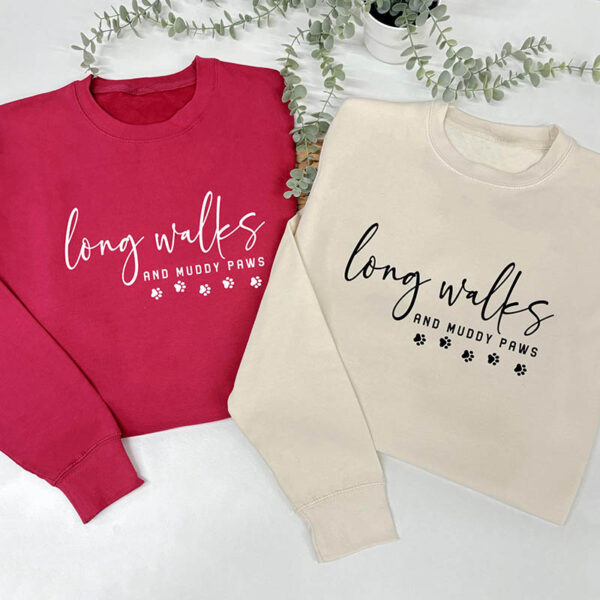 Dog Walking Jumper - Long Walks and Muddy Paws in Pink and Cream