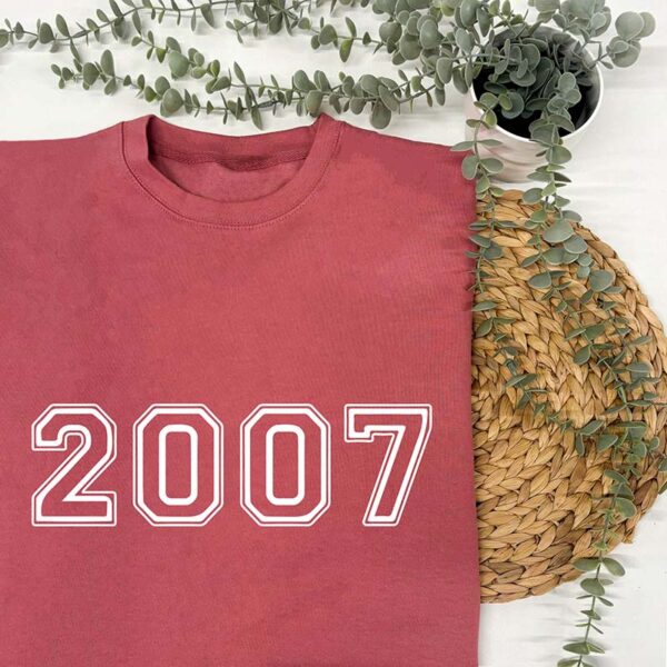 Personalised Year Sweatshirt - Birth Year Jumper in Dusty Pink 2007