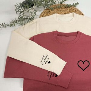 Personalised Couples Sweatshirt with Custom Date in Pink and Vanilla