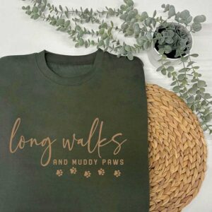 Dog Walking Jumper - Long Walks and Muddy Paws in Green