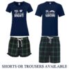 Always Right Never Wrong Couples Pyjamas in Navy and Green Tartan