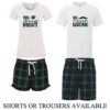 Always Right Never Wrong Couples Pyjamas in White and Green Tartan